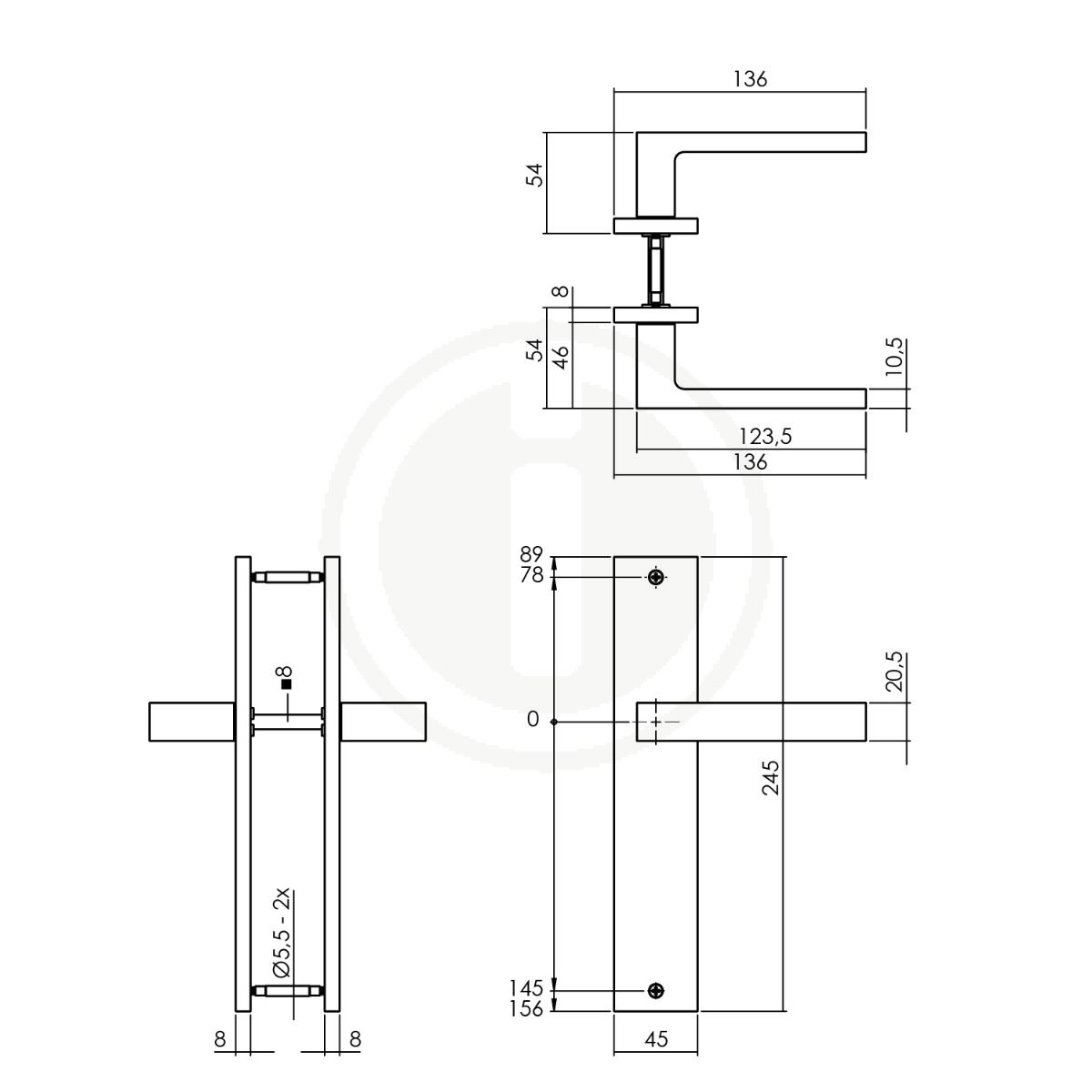 Handgreep: EDeco Longshield Recta (Mat zwart)