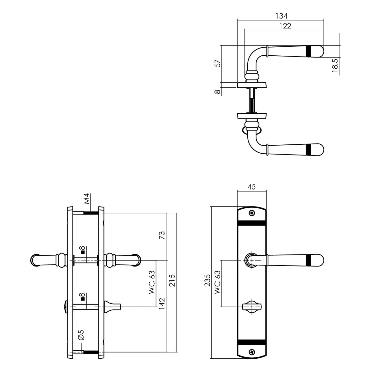 Handgreep: EDeco Longshield Linia Recta (Mat goud)