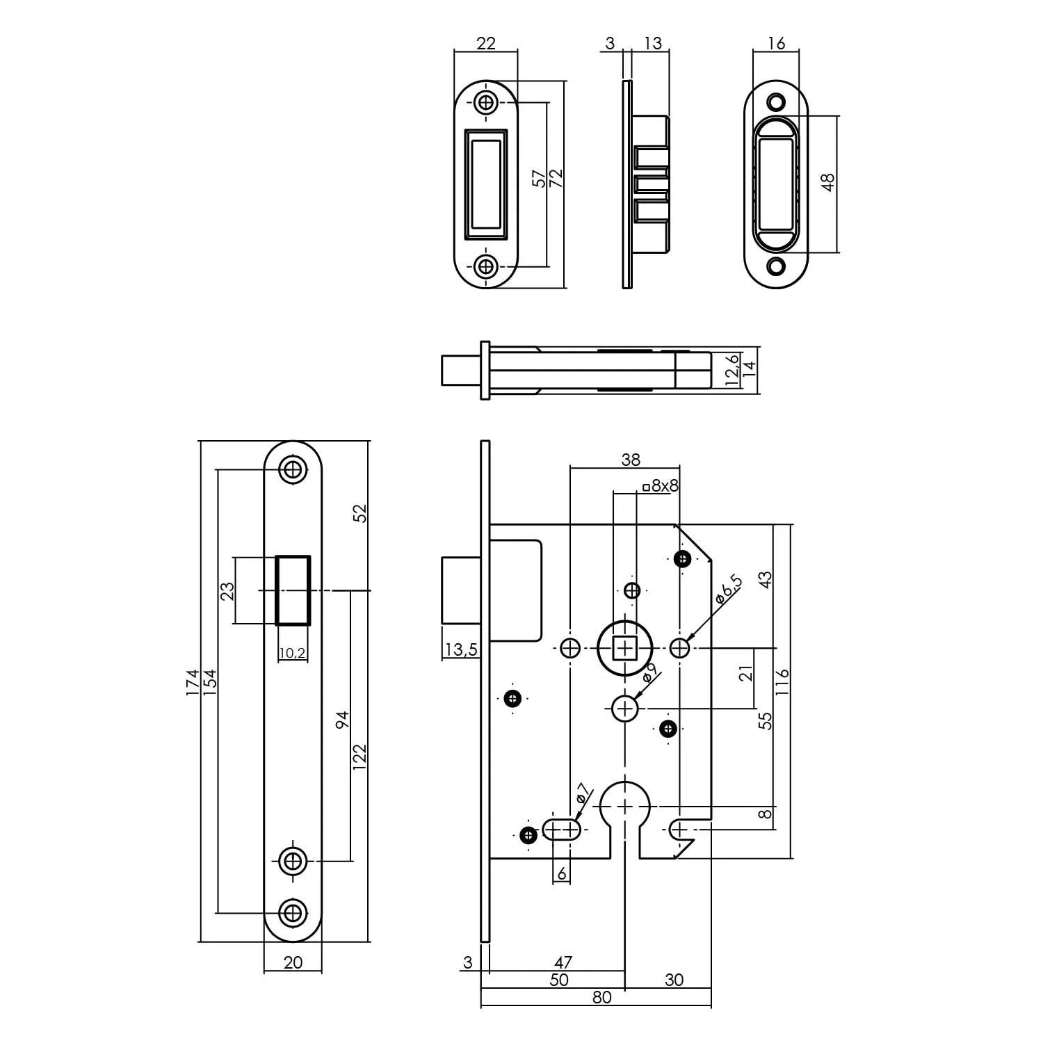 Magneetslot 1200 serie (Rvs) Cilinderslot