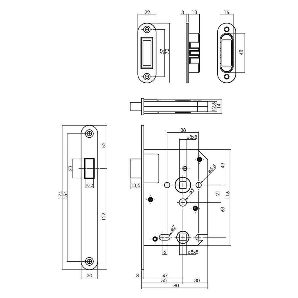 Magneetslot 1200 serie (Rvs) Badkamer/toilet