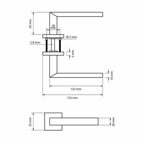 Handgreep: EDeco Square ultra flat (Mat wit)