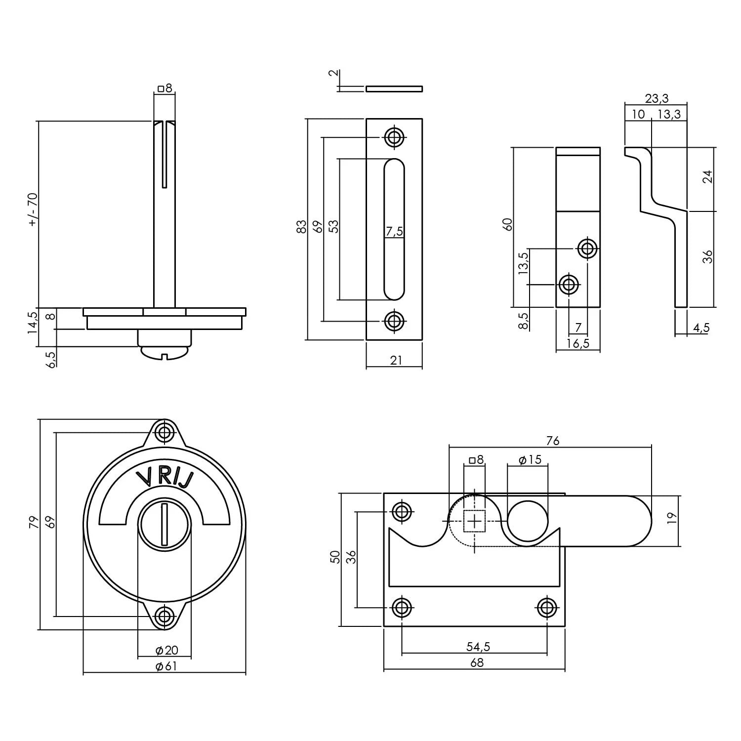 EDeco WC-overslag set vlak (Mat nikkel, Messing, Zwart) (kopie)