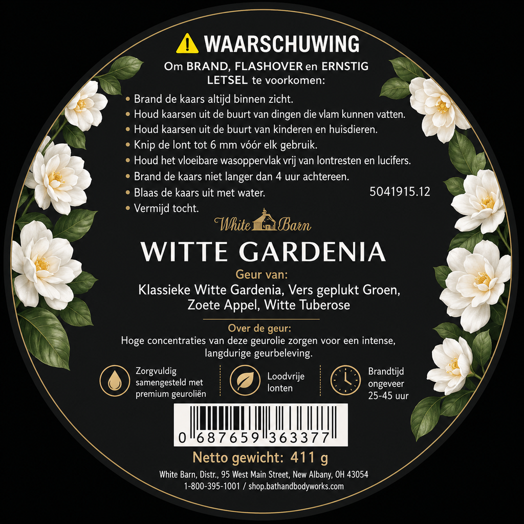 Kaarsen: EDeco Bath & Body White Barn Geurkaars