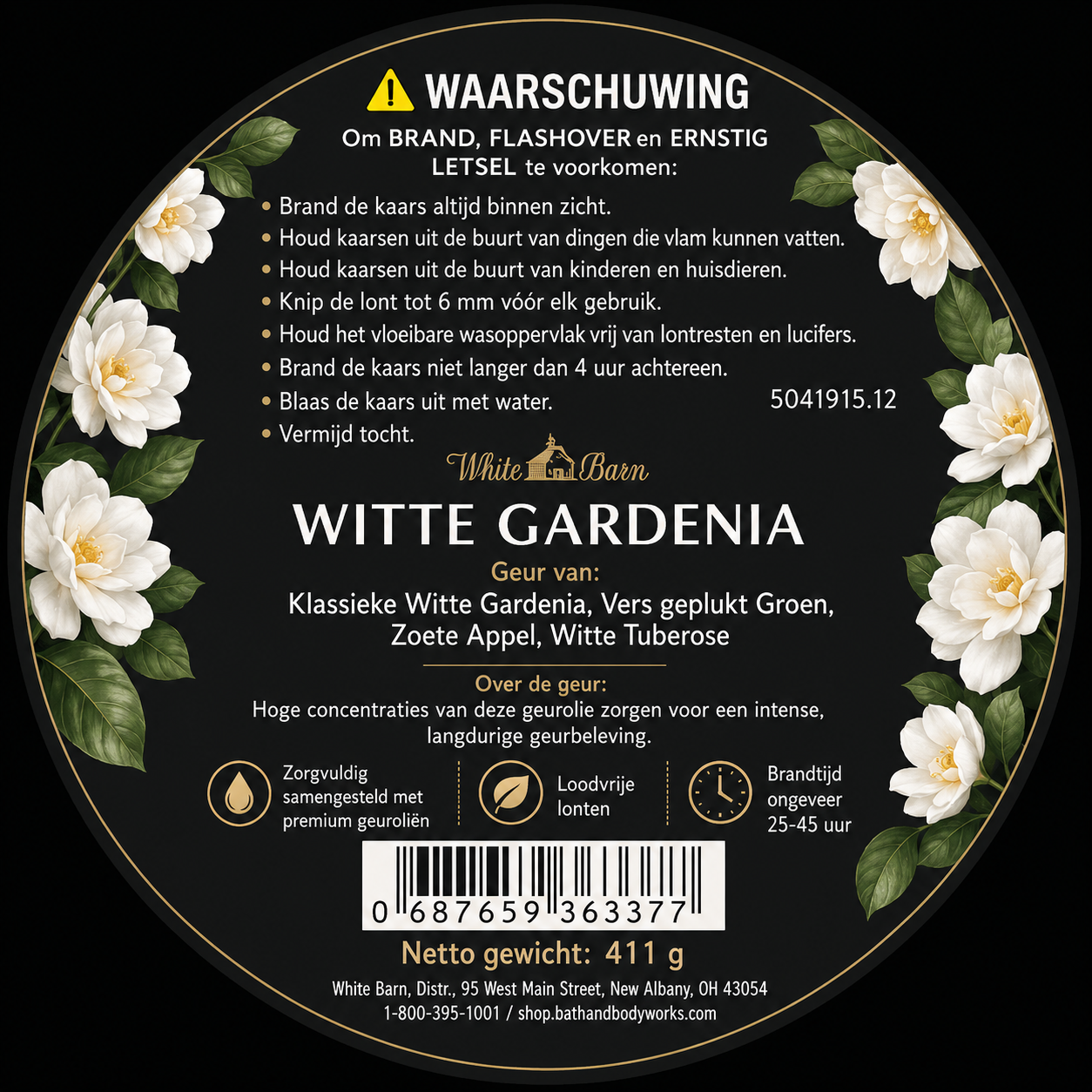 Kaarsen: EDeco Bath & Body White Barn Geurkaars