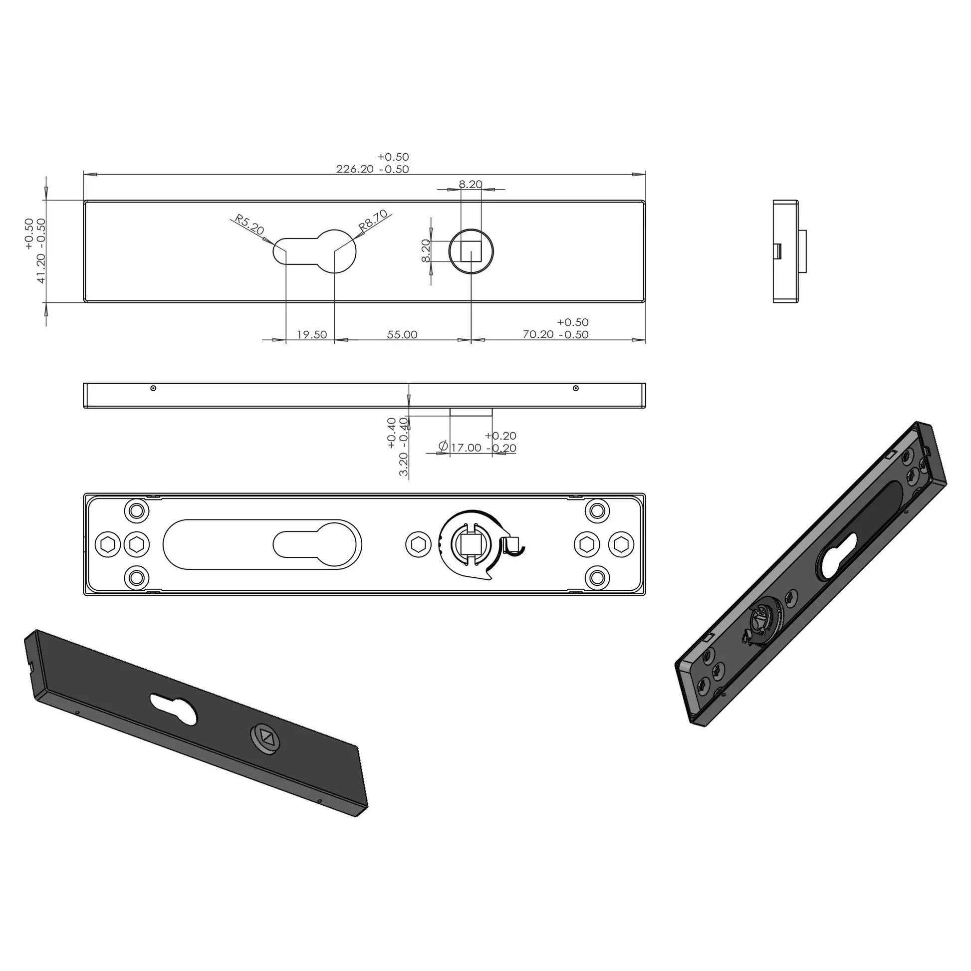 Handgreep: EDeco Longshield Bay (Gun metal)